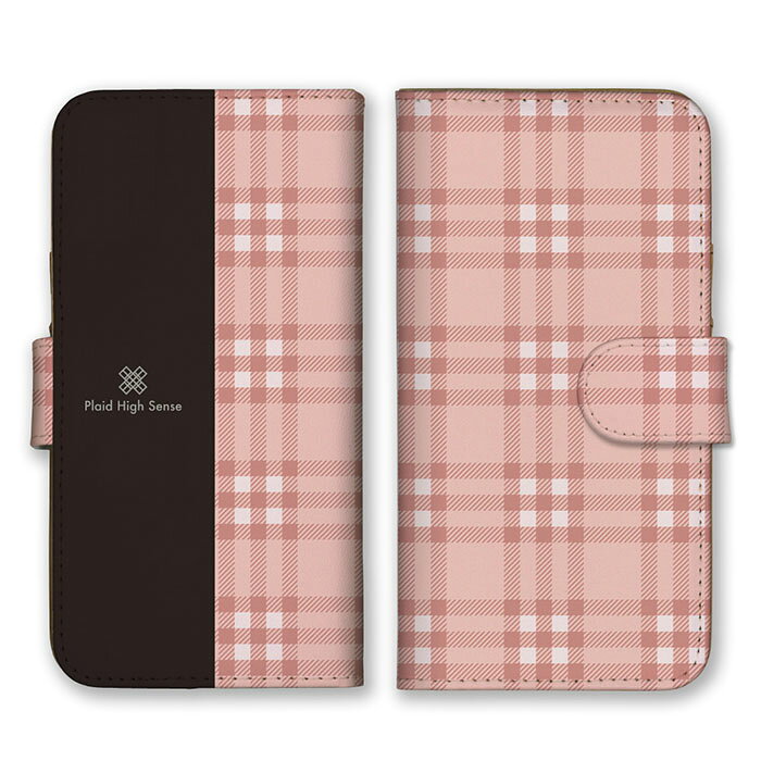 Rakuten - 全機種対応 手帳型 スマホケース SIMフリー対応 set18845 チェック タータンチェック ピンク シンプル 大人 可愛い シック 黒色 バイカラー ツートン iPhone14 13 12mini Pro Max SE(第3世代) Galaxy Xperia AQUOS