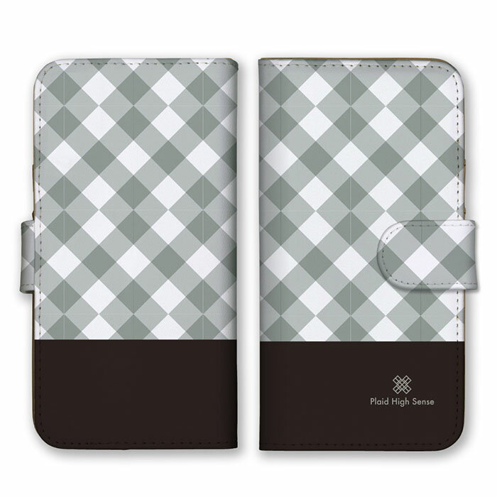 Rakuten - 全機種対応 手帳型 スマホケース SIMフリー対応 set18922 ギンガムチェック シンプル 大人 可愛い シック モノトーン ホワイト ブラック 黒色 バイカラー ツートン iPhone14 13 12mini Pro Max SE(第3世代) Galaxy Xperia AQUOS