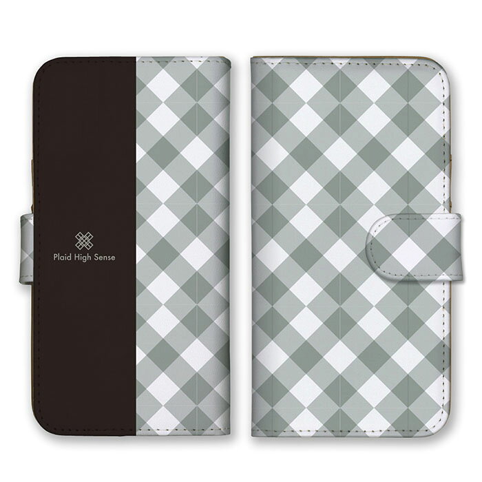 Rakuten - 全機種対応 手帳型 スマホケース SIMフリー対応 set18923 ギンガムチェック シンプル 大人 可愛い シック モノトーン ホワイト ブラック 黒色 バイカラー ツートン iPhone14 13 12mini Pro Max SE(第3世代) Galaxy Xperia AQUOS
