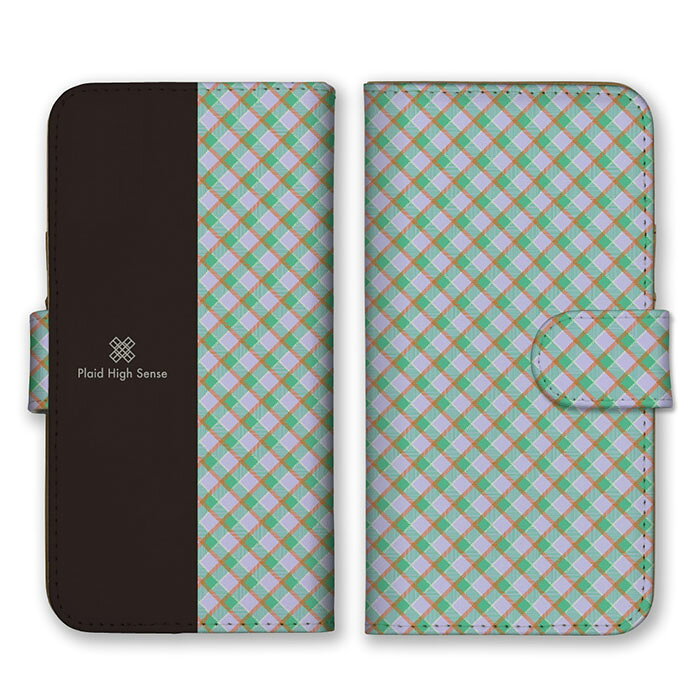 Rakuten - 全機種対応 手帳型 スマホケース SIMフリー対応 set19022 チェック タータンチェック シンプル 可愛い かわいい ブルー グリーン オレンジ ブラック バイカラー ツートン iPhone14 13 12mini Pro Max SE(第3世代) Galaxy Xperia AQUOS