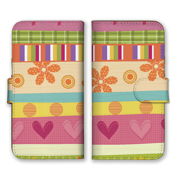 Rakuten - 全機種対応 手帳型 スマホケース SIMフリー対応 set19689 フラワー 大花柄 大きい花柄 上品 北欧柄 大人可愛い サーモンピンク ピンク ベージュ ボーダー ハート iPhone14 13 12mini Pro Max SE(第3世代) Galaxy Xperia AQUOS