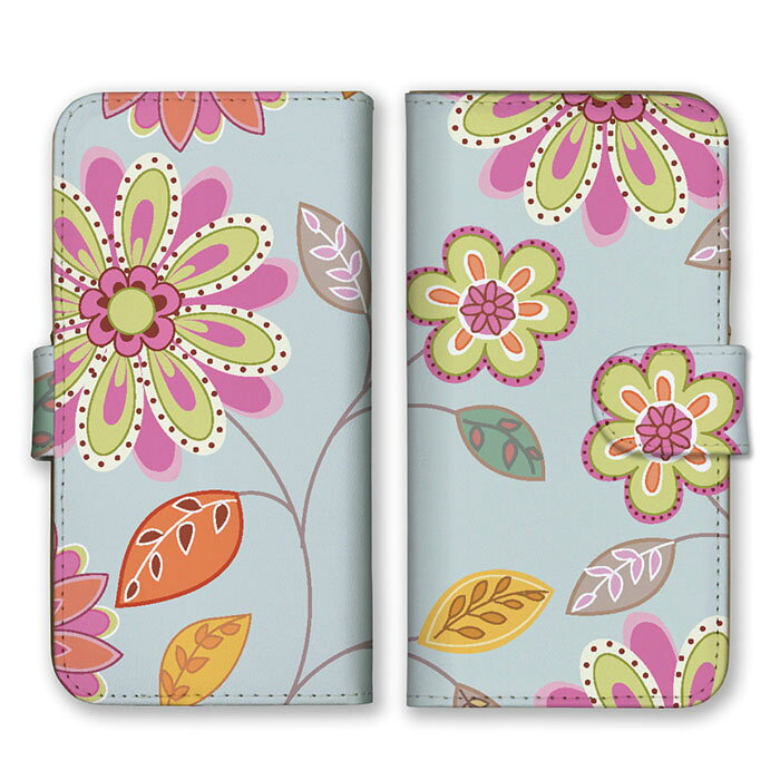 Rakuten - 全機種対応 手帳型 スマホケース SIMフリー対応 set19723 お花 花柄 フラワー 北欧 素朴 ほのぼの かわいい 可愛い ピンク ブルー 水色 イラスト iPhone14 13 12mini Pro Max SE(第3世代) Galaxy Xperia AQUOS