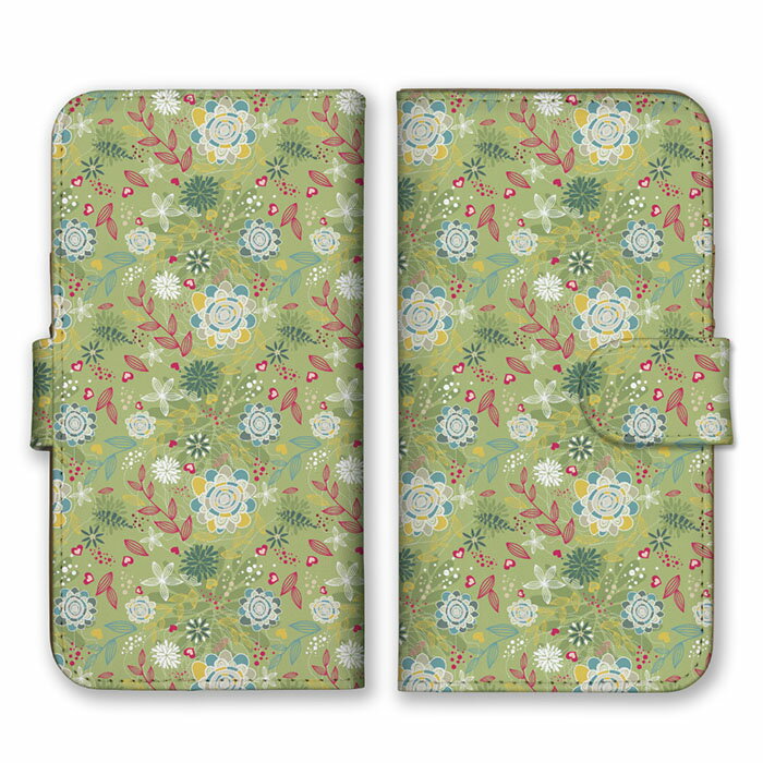 Rakuten - 全機種対応 手帳型 スマホケース SIMフリー対応 set20265 北欧柄 お花 草花 花柄 フラワー 上品 繊細 大人可愛い かわいい おしゃれ グリーン レッド 緑色 iPhone14 13 12mini Pro Max SE(第3世代) Galaxy Xperia AQUOS