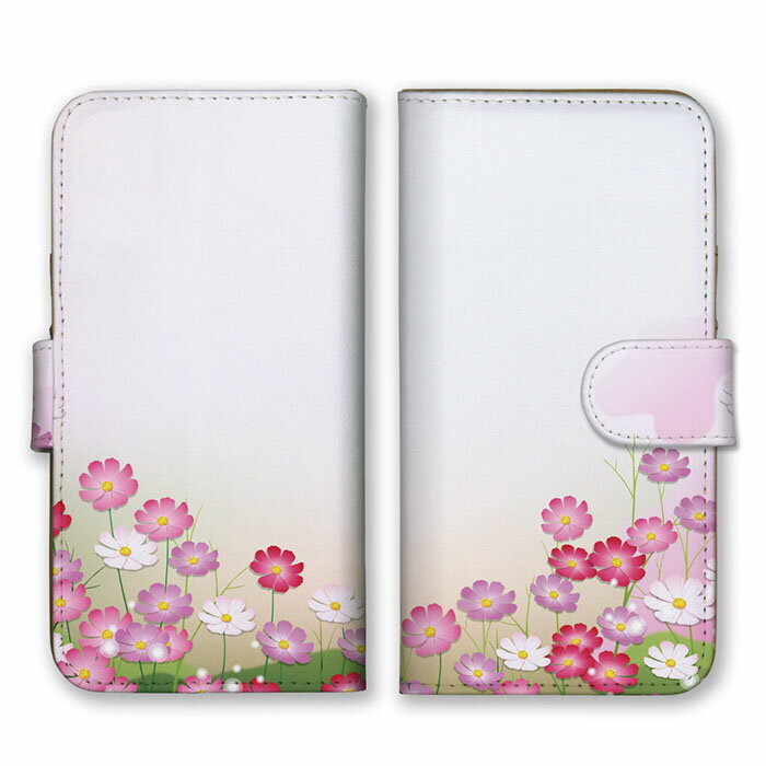 Rakuten - 全機種対応 手帳型 スマホケース SIMフリー対応 set20334 秋桜 コスモス お花 草花 花柄 フラワー 植物 上品 繊細 大人可愛い かわいい おしゃれ ピンク ホワイト iPhone14 13 12mini Pro Max SE(第3世代) Galaxy Xperia AQUOS