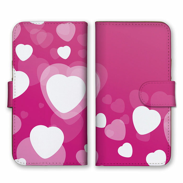 全機種対応 手帳型 スマホケース SIMフリー対応 set21174 グラデーション ピンク ローズ ハート ポップ ホワイト ラブリー 可愛い かわいい キュート iPhone14 13 12mini Pro Max SE(第3世代) Galaxy Xperia AQUOS