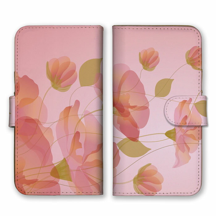 Rakuten - 全機種対応 手帳型 スマホケース SIMフリー対応 set21191 お花 花柄 素敵 手書き イラスト ピンク 可愛い かわいい 上品 大人 二つ折り カード収納 iPhone14 13 12mini Pro Max SE(第3世代) Galaxy Xperia AQUOS