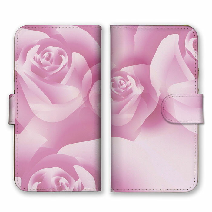 Rakuten - 全機種対応 手帳型 スマホケース SIMフリー対応 set21194 ローズピンク グラデーション 薔薇 バラ お花 花柄 フラワー 大人 上品 綺麗 二つ折り カード収納 iPhone14 13 12mini Pro Max SE(第3世代) Galaxy Xperia AQUOS