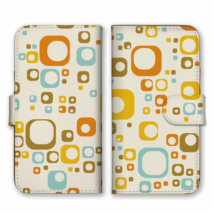 Rakuten - 全機種対応 手帳型 スマホケース SIMフリー対応 set21510 レトロ 可愛い かわいい 大人 ベージュ ブラウン ドット柄 スクウェア 四角 シンプル おしゃれ iPhone14 13 12mini Pro Max SE(第3世代) Galaxy Xperia AQUOS