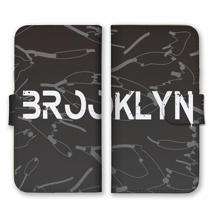 Rakuten - 全機種対応 手帳型 スマホケース SIMフリー対応 BROOKLYN ブルックリン ブラック グレー 黒色 モダン 図柄 渋い シンプル クール iPhone14 13 12mini Pro Max SE(第3世代) Galaxy Xperia AQUOS