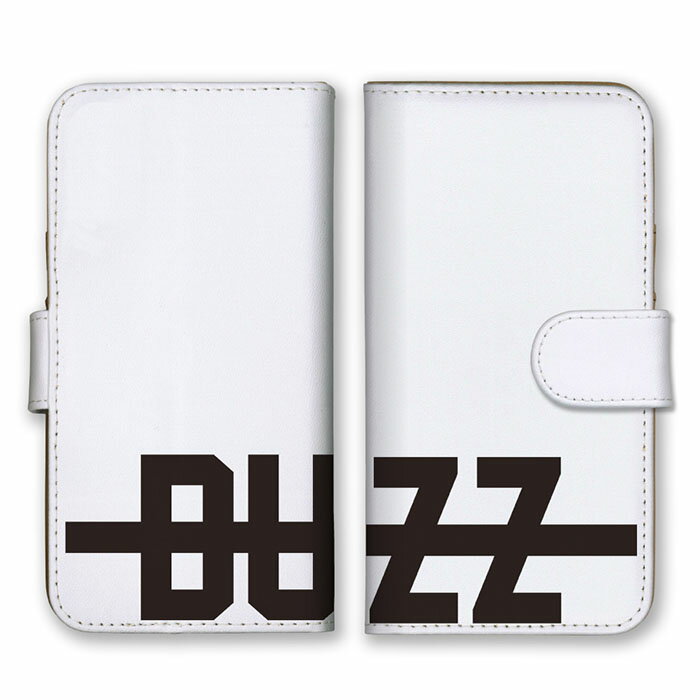 Rakuten - 全機種対応 手帳型 スマホケース SIMフリー対応 set21689 BUZZ バズ ロゴ 英字 ロゴ 英字 英語 シンプル ホワイト ブラック 白色 黒色 かっこいい カードホルダー付き カード収納 iPhone14 13 12mini Pro Max SE(第3世代) Galaxy Xperia AQUOS