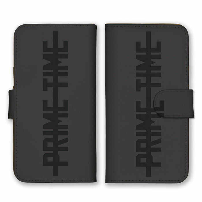 全機種対応 手帳型 スマホケース SIMフリー対応 set21705 PRIME TIME プライムタイム ロゴ 英字 英語 シンプル ブラック グレー 黒色 灰色 かっこいい iPhone14 13 12mini Pro Max SE(第3世代) Galaxy Xperia AQUOS