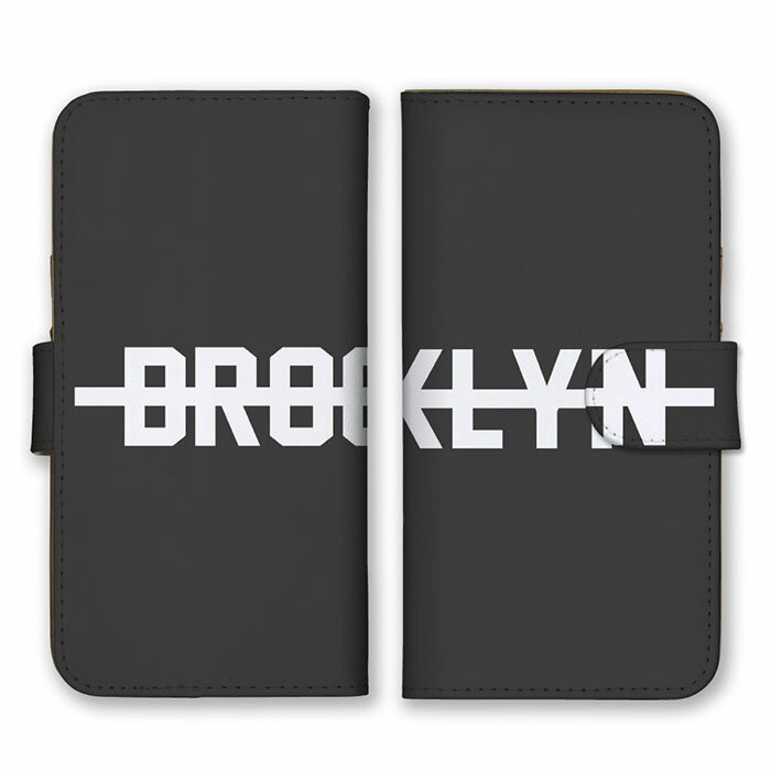 Rakuten - 全機種対応 手帳型 スマホケース SIMフリー対応 set21710 BROOKLYN ブルックリン ロゴ グレー チャコール 渋い シック シンプル シック 大人 男性 女性 iPhone14 13 12mini Pro Max SE(第3世代) Galaxy Xperia AQUOS