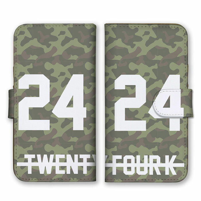 Rakuten - 全機種対応 手帳型 スマホケース SIMフリー対応 24 TWENTY FOUR 数字 英語 シンプル カーキ グリーン ベージュ 迷彩柄 カモフラ柄 ミリタリー かっこいい iPhone14 13 12mini Pro Max SE(第3世代) Galaxy Xperia AQUOS
