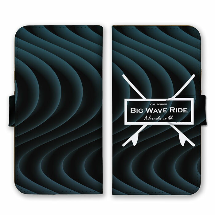 BIG WAVE RIDE サーフィン ネイビー ブラック グラデーション グラフィック柄 波形 かっこいい iPhone13 12 11 Pro Max SE(第2世代) Galaxy Xperia AQUOS