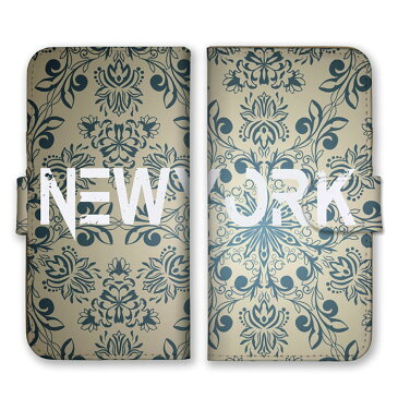 ブルー グリーン ベージュ ダマスク柄 植物柄 アラベスク 上品 シンプル NEW YORK ニューヨーク iPhone12 11 Pro Max SE(第2世代) XS Galaxy Xperia AQUOS