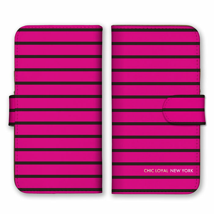 Rakuten - 全機種対応 手帳型 スマホケース SIMフリー対応 set22326 ローズピンク ピンク 紫色 ブラック 黒色 ストライプ ボーダー シンプル かっこいい 大人 男性 女性iPhone14 13 12mini Pro Max SE(第3世代) Galaxy Xperia AQUOS