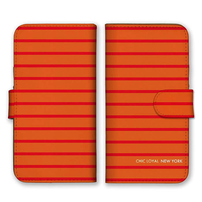Rakuten - 全機種対応 手帳型 スマホケース SIMフリー対応 set22341 オレンジ 橙色 レッド 赤色 パステルカラー ストライプ ボーダー シンプル かっこいい 大人 男性 女性 iPhone14 13 12mini Pro Max SE(第3世代) Galaxy Xperia AQUOS