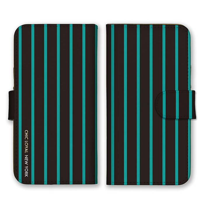Rakuten - 全機種対応 手帳型 スマホケース SIMフリー対応 set22447 ストライプ ボーダー ブラック ブルー 黒色 青色 おしゃれ シンプル iPhone14 13 12mini Pro Max SE(第3世代) Galaxy Xperia AQUOS