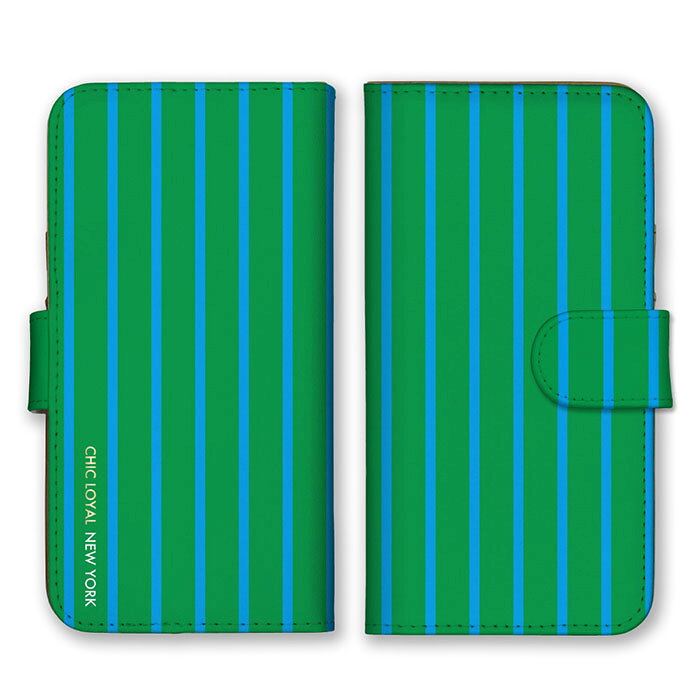 Rakuten - 全機種対応 手帳型 スマホケース SIMフリー対応 set22465 グリーン 緑色 水色 ブルー シンプル ボーダー かっこいい 大人iPhone14 13 12mini Pro Max SE(第3世代) Galaxy Xperia AQUOS