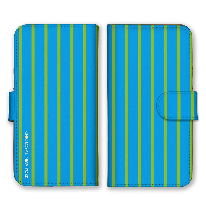 Rakuten - 全機種対応 手帳型 スマホケース SIMフリー対応 set22477 ブルー 水色 グリーン ストライプ 縦線 横線 ボーダー iPhone14 13 12mini Pro Max SE(第3世代) Galaxy Xperia AQUOS