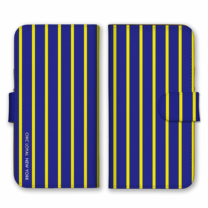 Rakuten - 全機種対応 手帳型 スマホケース SIMフリー対応 set22485 ネイビー 紺色 イエロー 黄色 ストライプ ボーダー シンプル おしゃれ かっこいい iPhone14 13 12mini Pro Max SE(第3世代) Galaxy Xperia AQUOS