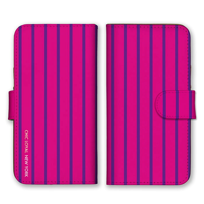 Rakuten - 全機種対応 手帳型 スマホケース SIMフリー対応 set22507 ローズピンク パープル 紫色 ストライプ ボーダー シンプル おしゃれ かっこいい iPhone14 13 12mini Pro Max SE(第3世代) Galaxy Xperia AQUOS