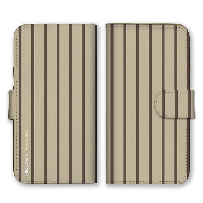 Rakuten - 全機種対応 手帳型 スマホケース SIMフリー対応 set22558 ベージュ ストライプ ボーダー シンプル おしゃれ かっこいい ナチュラル iPhone14 13 12mini Pro Max SE(第3世代) Galaxy Xperia AQUOS