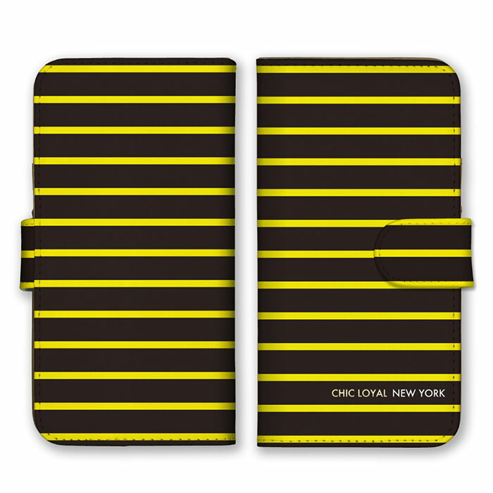 Rakuten - 全機種対応 手帳型 スマホケース SIMフリー対応 set22565 ブラック 黒色 イエロー 黄色 猛虎カラー ストライプ ボーダー シンプル おしゃれ かっこいい iPhone14 13 12mini Pro Max SE(第3世代) Galaxy Xperia AQUOS
