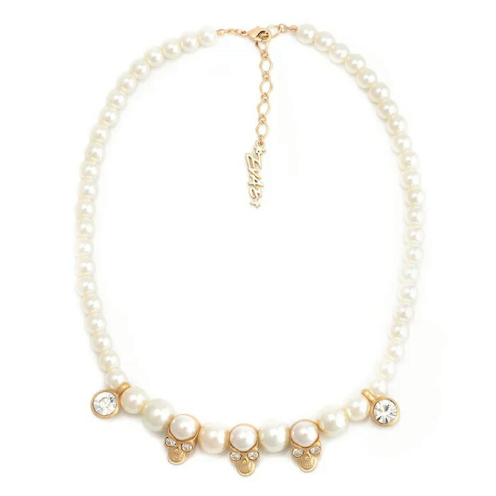 EVAE+MOB Skull Necklace ネックレス メンズ レディース スカル ストリート ダンス カジュアル パールネックレス ギフト プレゼント