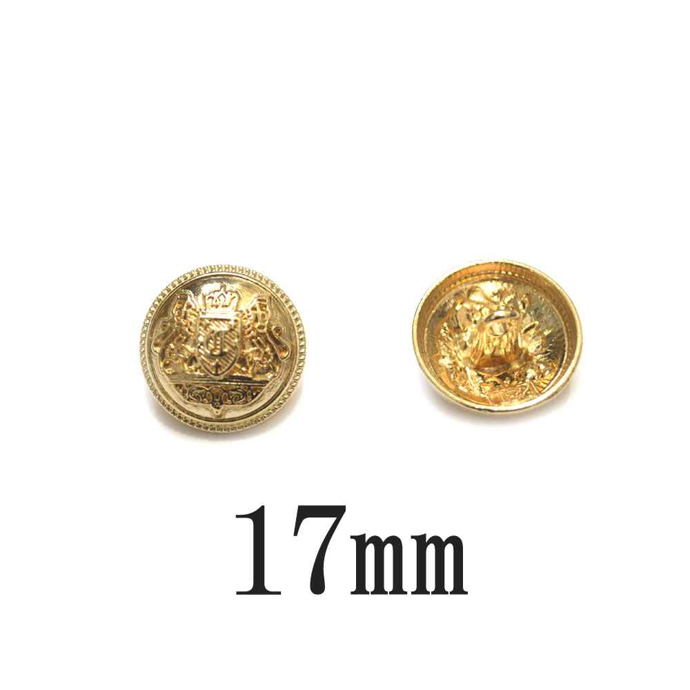 BT-295【メタルボタン】【17mm】【合金製】【ゴールド】エンブレムメタルボタン【1個】とり/手芸/王冠/アンティーク/アクセサリー/勲章/刻印/ビジュー/旗/