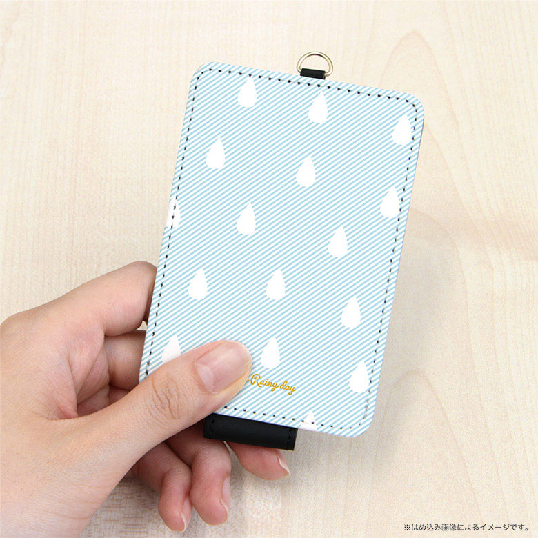 当店オリジナル商品 rainy day ICカードケース パスケース 通勤 通学 雑貨 ICOCA Suica 電子マネー 花柄 あじさい 紫陽花 ブルー オシャレ 可愛い 水色 梅雨 夏 しずく レディース 雑貨 可愛いの商品画像 3