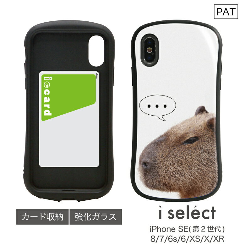 No12 Capybara i select ハイブリッドケース iPhone XS iPhone X iPhone XR対応 強化ガラスケース スマホケース カバー 9H カピバラ アニマル 動物 フォト かわいい d:eve | iPhoneケース アイフォンケース アイフォンカバー カード 収納 iphoneカバー