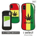 No51 One Love i select ハイブリッドケース iPhone XS Max対応 強化ガラスケース スマホケース カバー ジャケット 高硬度 9H カラフル レゲエ マリファナ クール ラスタカラー d:coo