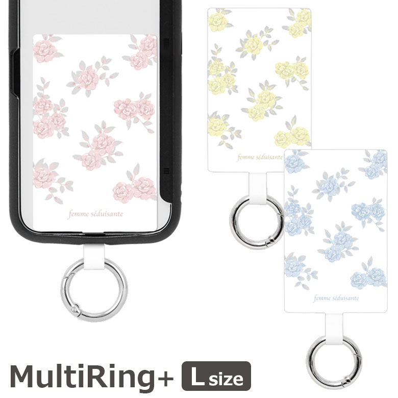 乐天商城 - Flower スマホケースに挟むだけ マルチリングプラス Lサイズ 当店オリジナル商品 花柄 大人女子 スマートフォンリング 保持リング ストラップホルダー カラビナ リング スリム スマホリング スマホ