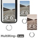 Route66 スマホケースに挟むだけ マルチリングプラス Lサイズ 国道66号線 カリフォルニア サンタモニカ 当店オリジナル商品 スマートフォンリング 保持リング ストラップホルダー カラビナ リング スリム スマホリング スマホ