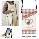 (5/3〜5/6まで15%OFFクーポン配布) No221 CheckRabbit スマホポーチ スマートフォンポシェット ポシェット iPhone Android タッチ操作対応 ショルダーベルト 肩掛け 斜め掛け ポーチ 合皮 帆布 ジャケット チェック柄(4)