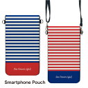 (マラソン限定10%OFFクーポン配布予定) No105 サマーボーダー スマホポーチ スマートフォンポシェット ポシェット iPhone Android タッチ操作対応 ショルダーベルト 肩掛け 斜め掛け ポーチ 合皮 帆布 ジャケット 夏 サマー