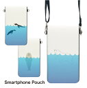 No79 Swimming animal スマホポーチ スマートフォンポシェット ポシェット iPhone Android タッチ操作対応 ショルダーベルト 肩...