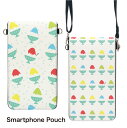 (マラソン限定10%OFFクーポン配布予定) No91 かき氷 スマホポーチ スマートフォンポシェット ポシェット iPhone Android タッチ操作対応 ショルダーベルト 肩掛け 斜め掛け ポーチ 合皮 帆布 ジャケット 夏 スイーツ カキ氷 水色