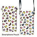 (マラソン限定10%OFFクーポン配布予定) No38 Heart Leopard スマホポーチ スマートフォンポシェット ポシェット iPhone Android タッチ操作対応 ショルダーベルト 肩掛け 斜め掛け ポーチ 合皮 帆布 ジャケット ハート