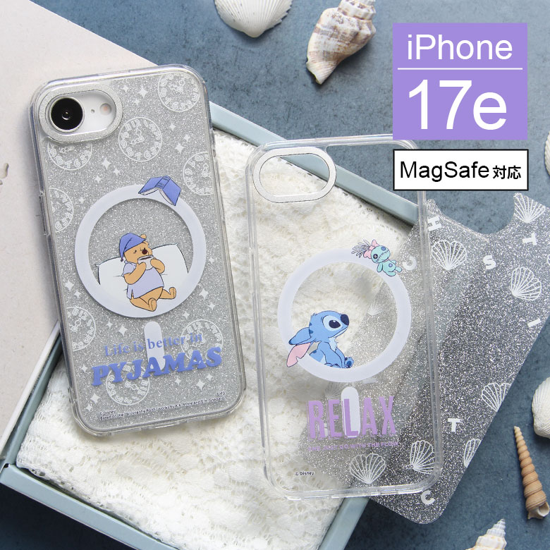 Rakuten - ディズニーキャラクター Camera Frame iPhone17e iPhone16e MagSafe クリアケース ソフトカバー マグネット スティッチ キラキラ インナーシート付き iPhone 17e ケース アイフォン アイホン 16e クリア