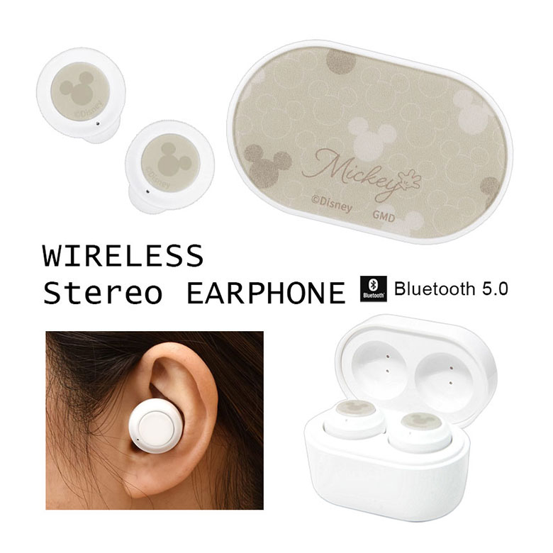 ディズニーキャラクター ワイヤレスイヤホン Bluetooth 5.0 充電ケース付き キャラクター グッズ 可愛い ステレオイヤホン 無線 総柄 ミッキーマウス Disney ブルートゥース ケース付き 便利 かわいい おしゃれ 雑貨 イヤフォンのサムネイル