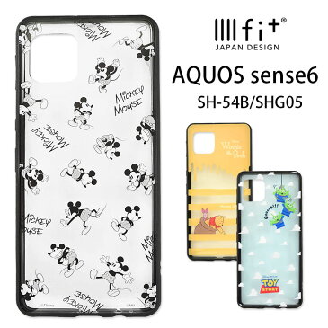 ディズニーキャラクター AQUOS sense6 クリアケース ハイブリッド IIIIfit Clear スマホケース SH-54B SHG05 アクオス sense6 ケース おしゃれ アンドロイド スマホ ミッキー プーさん ジャケット カバー AQUOSケース 携帯ケース 透明