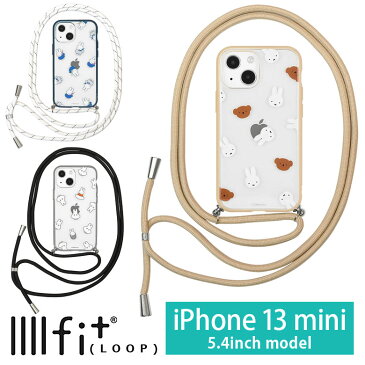 IIIIfit Loop ミッフィー iPhone13 mini ショルダー紐付きケース miffy iPhone13 mini iPhone12 mini スマホケース ハイブリッド ケース キャラクター MIFFY カバー アイフォン iPhone 13ミニ 肩掛け かわいい アイホン グレー | スマホカバー おしゃれ 可愛い iphoneケース