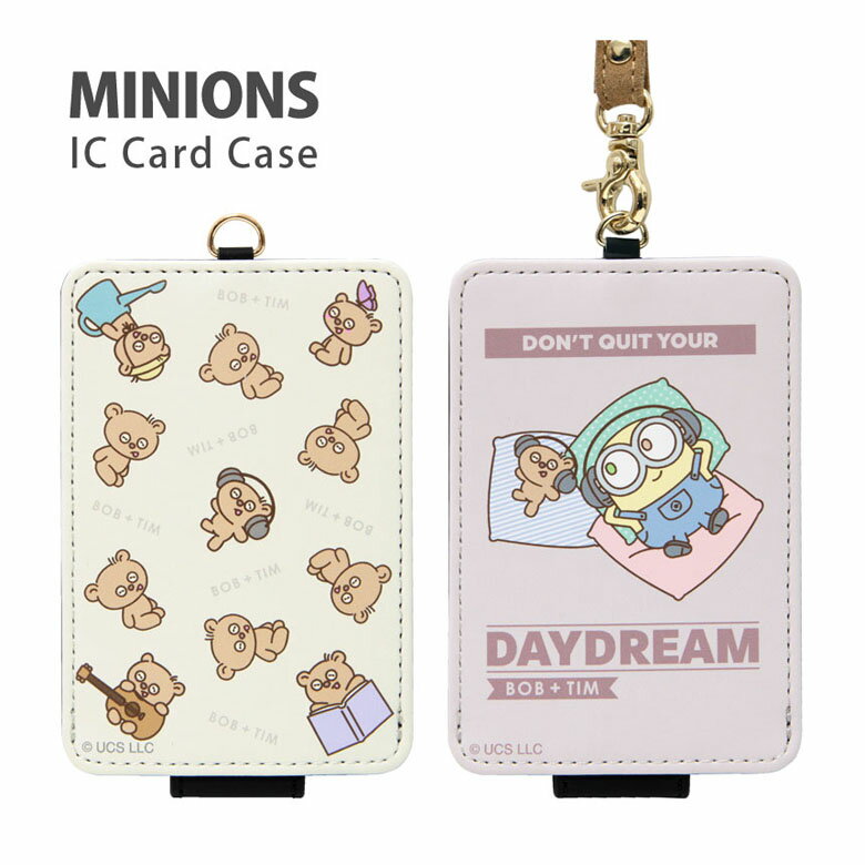 楽天スマホケースの店　モノモード（6/27 01:59まで15％OFFクーポン） ミニオンズ IC カードケース 通勤 通学 パスケース 雑貨 かわいい オシャレ ボブ ティム ミニオンズ 総柄 可愛い ストラップ付き ICカード入れ カードケース キャラクター ケース パス 定期入れ