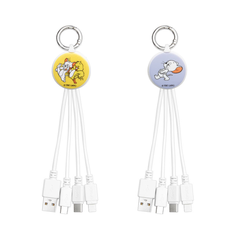 トムとジェリー マルチ充電ケーブル 5V 2.4A 3種のコネクタ Lightning Type-C microUSB 充電コード キャラクター グッズ 雑貨 便利 ケーブル コード かわいい iPhone | iPhone15 iPhone16 Android アンドロイド スマホ タイプ c タイプcケーブル タイプシー usb USBケーブル