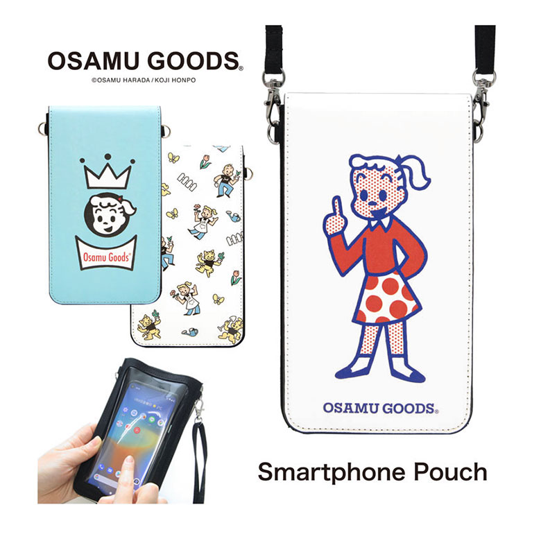 オサムグッズ スマホポーチ スマートフォン タッチ操作対応 ポシェット 斜め掛け レトロ 原田治 キャラクター グッズ スマホ ポーチ ジル ジャック スマホショルダー iPhone Android ポーチ