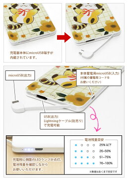 【PSE適合品】 プチラスカル オレンジフラワー USB出力 急速充電 2.1A リチウムイオンポリマー充電器 4000mAh 花柄 あらいぐまラスカル 可愛い モバイルバッテリー iPhone Android対応 スマホ充電器 | かわいい モバイル バッテリー おしゃれ スマホ 充電器 キャラクター