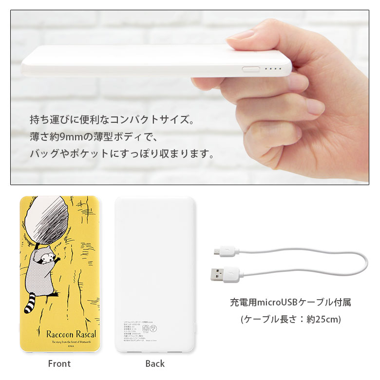 【PSE適合品】あらいぐまラスカル 急速充電 USB出力 Type-C スマートフォン充電器 2.1A かわいい 4000mAh キャラクター グッズ リチウム充電器 防災 コンパクトサイズ 世界名作劇場 モバイルバッテリー iPhone Android スマホ 充電器