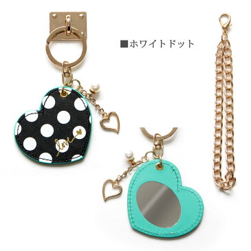 Dot ハート リングストラップ スマホ 落下防止 スマートフォンリング 鏡 ミラー付き ハンドストラップ バッグチャーム 大人女子 ドット柄 水玉 白 金 黒 iPhone Android グッズ バンカーリング
